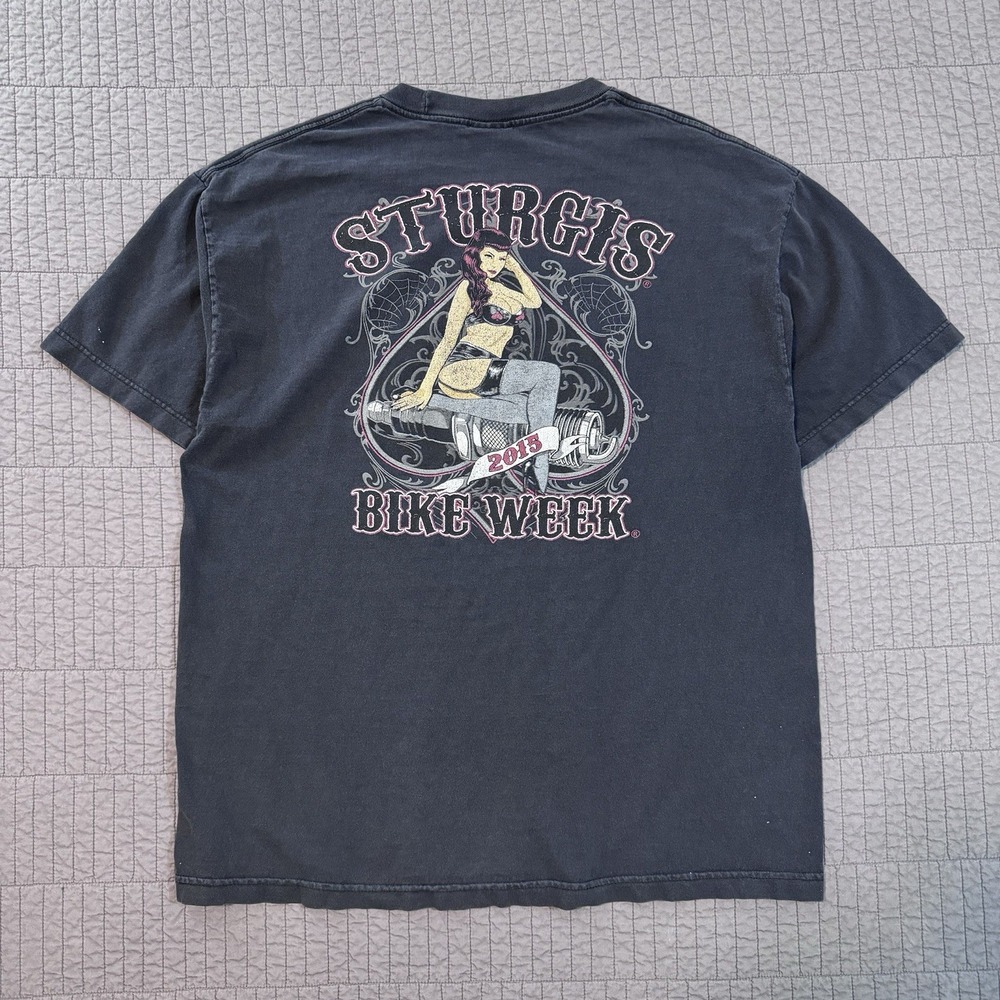Sturgis Bike Week T Shirt Men XL Black Faded Distressed Biker Motorcycle Grunge